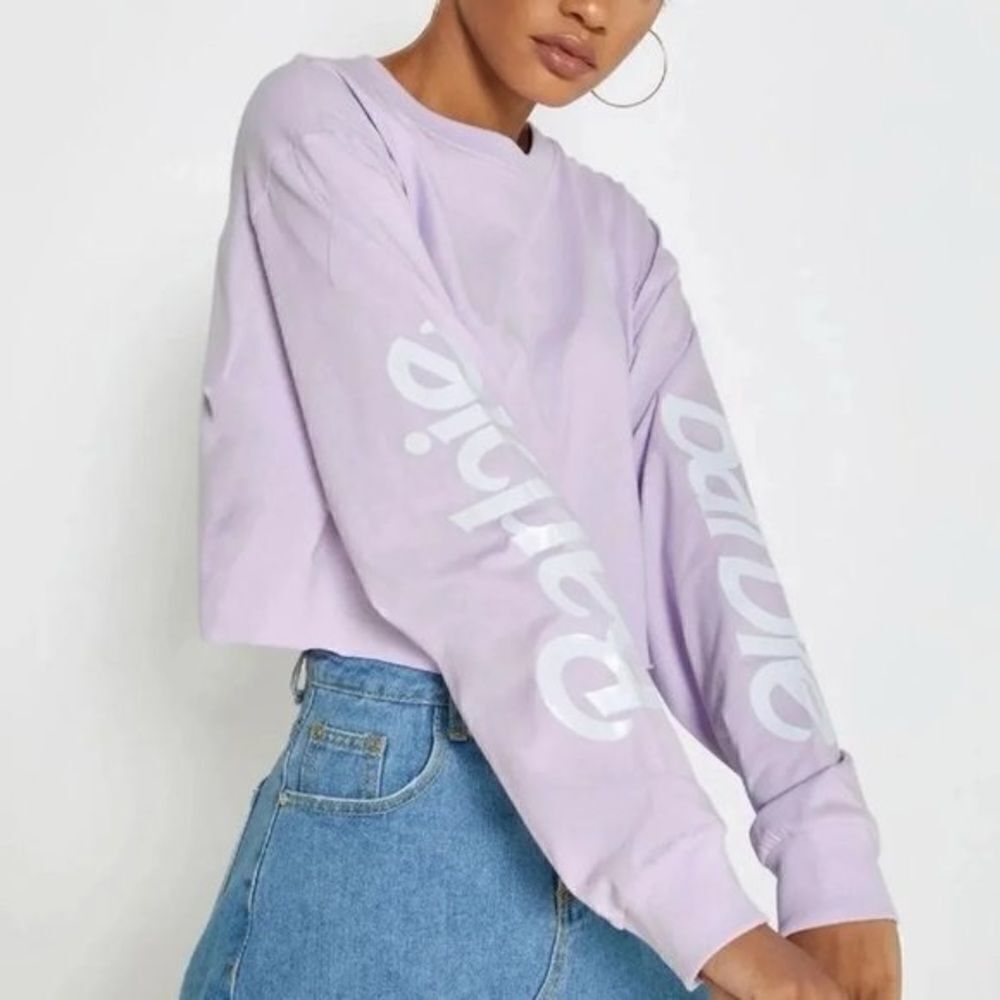 Forever 21 Barbie lavender cropped long sleeve top